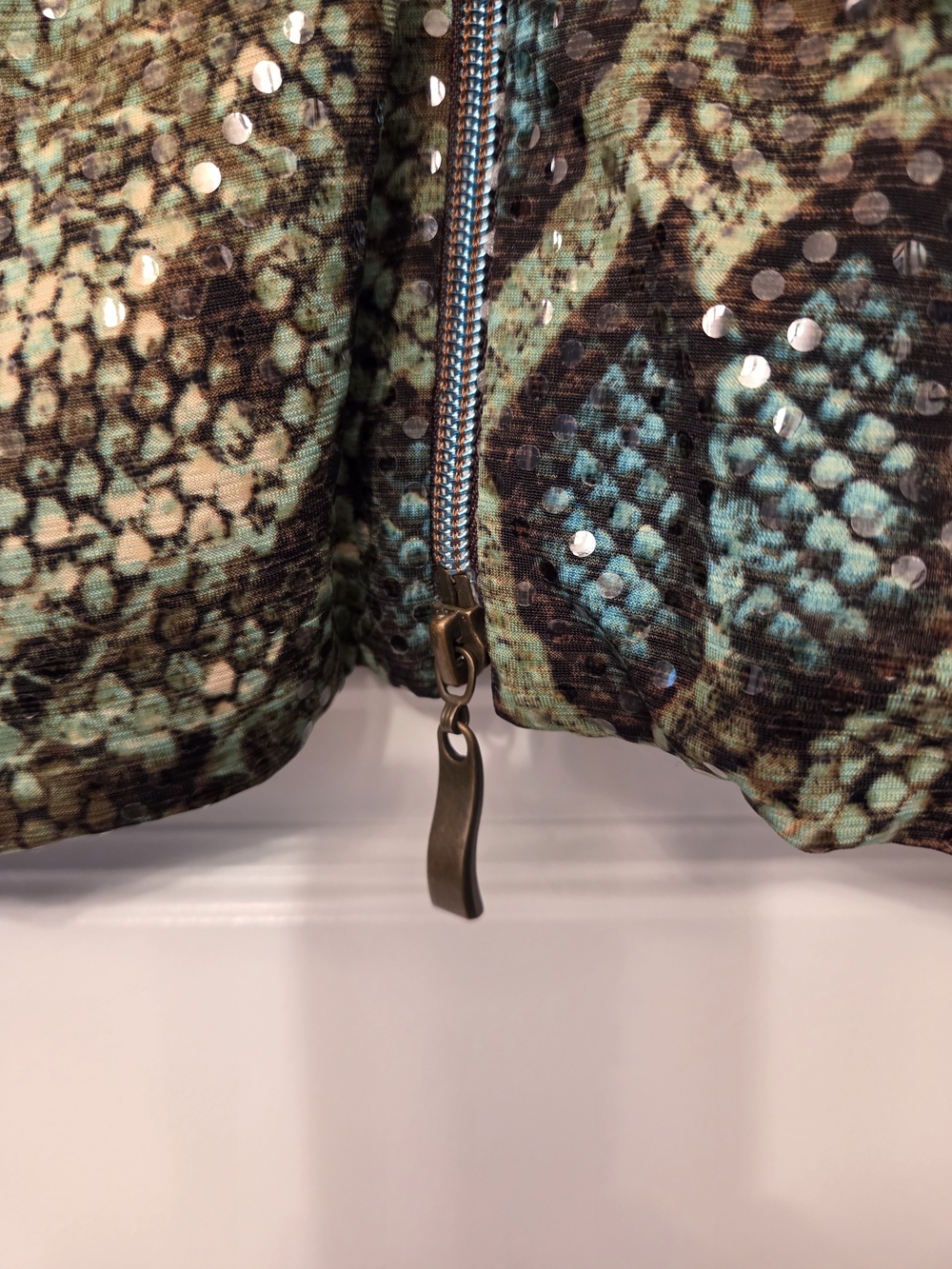Joseph Ribkoff Green Snake-Print Sequin Jacket - Picture 3 of 6